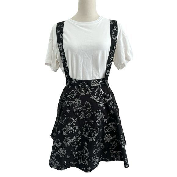 Sailor Moon Glitter Luna Suspender Skirt Womens XL Black Cat Pockets Grunge Goth - Picture 2 of 12